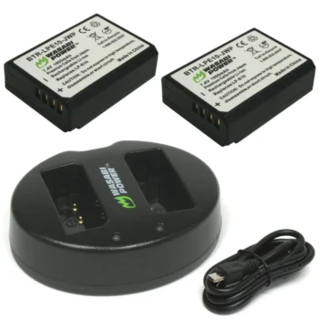 Wasabi Power LCH-DC-LPE10 Dual Battery Charger and 2x BTR-LPE10