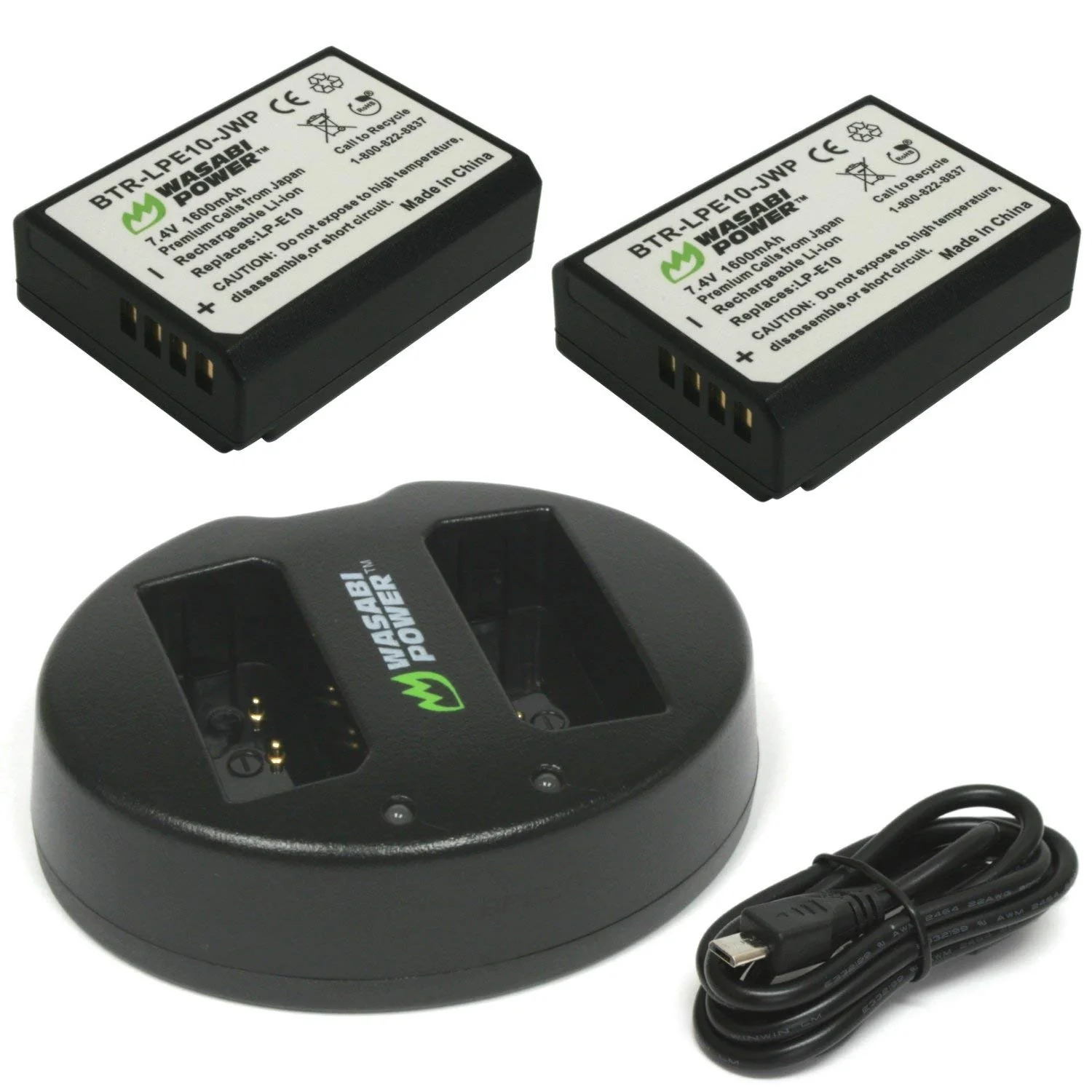 Wasabi Power LCH-DC-LPE10 Dual Battery Charger and 2x BTR-LPE10