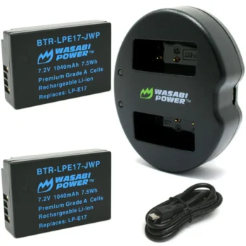 Wasabi Power Battery and Charger Kit Includes 2 Batteries for Canon LP-E17.